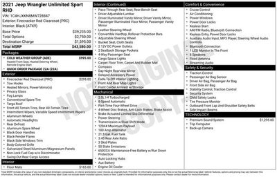 2021 Jeep Wrangler Unlimited Sport RHD 4x4