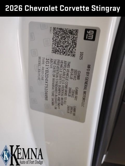 2026 Chevrolet Corvette Stingray 2LT