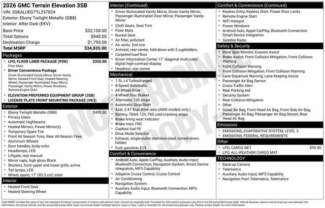 2026 GMC Terrain Elevation