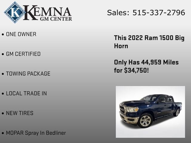 2022 RAM 1500 Big Horn Crew Cab 4x4 5'7" Box